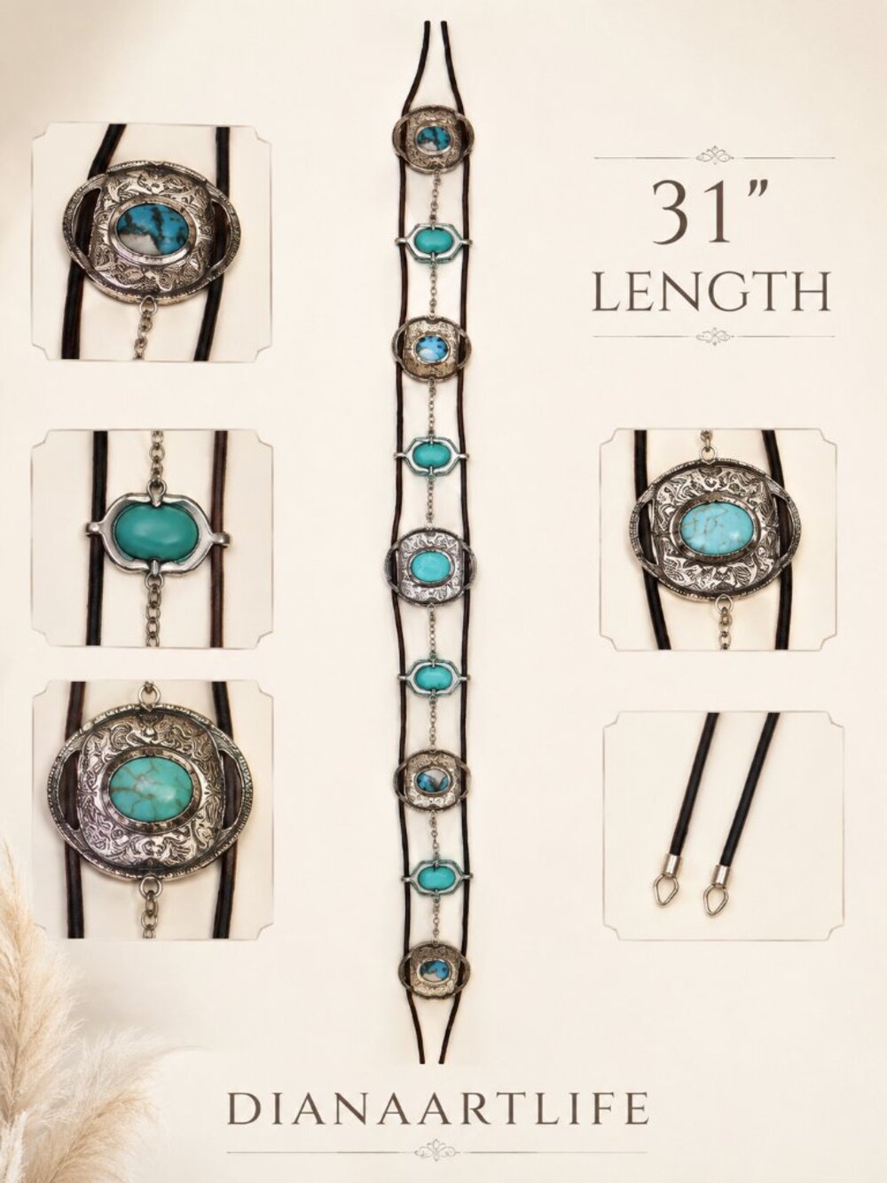 Entrà "Turquoise" Concho Cord Belt Southwestern Boho Western